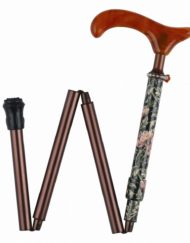 CH968 　手元アクリル新型（コハク）／アルミ４段折（クラシックフラワー／茶）カーネリアンリング