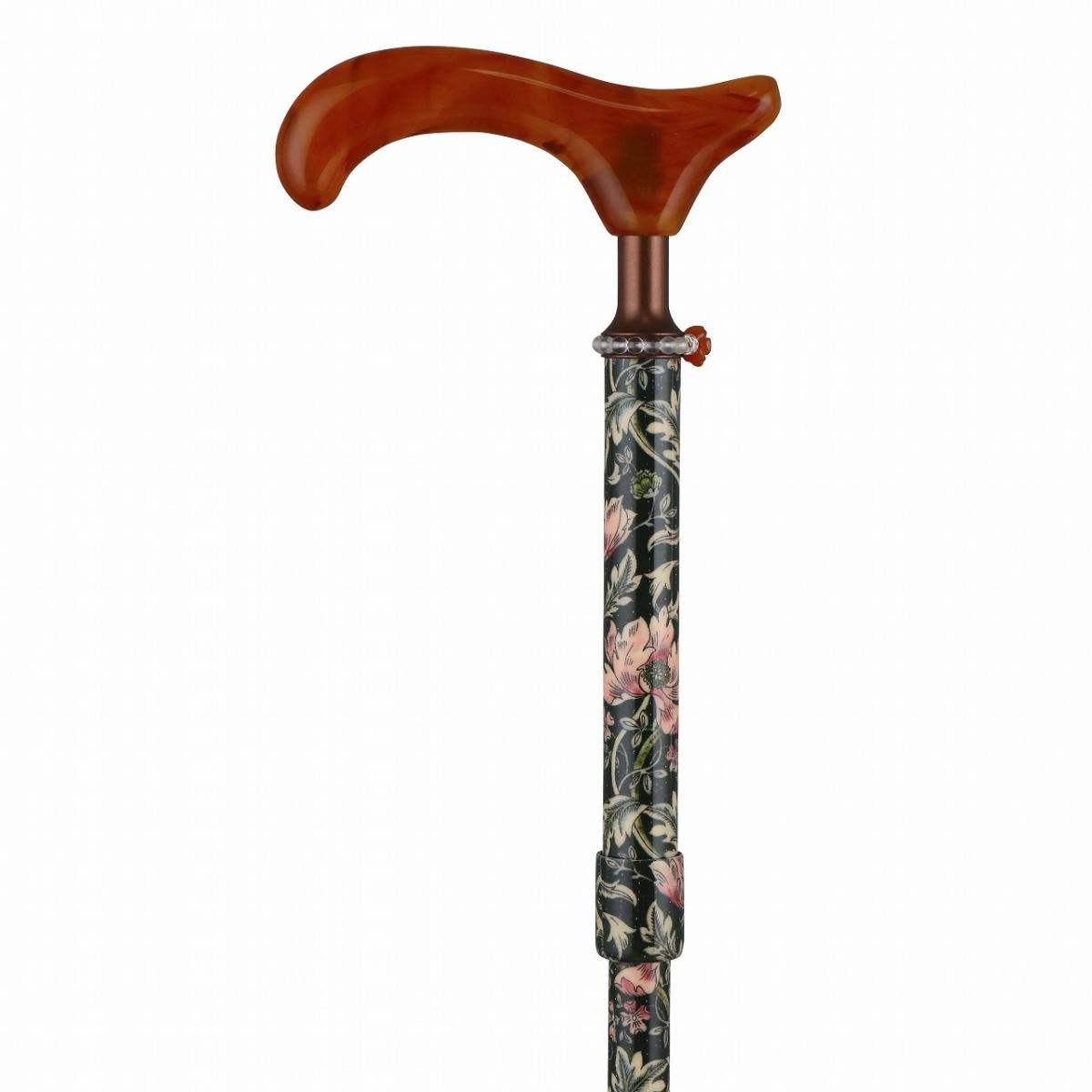 手元アクリル新型（コハク）／アルミ４段折（クラシックフラワー／茶）カーネリアンリング